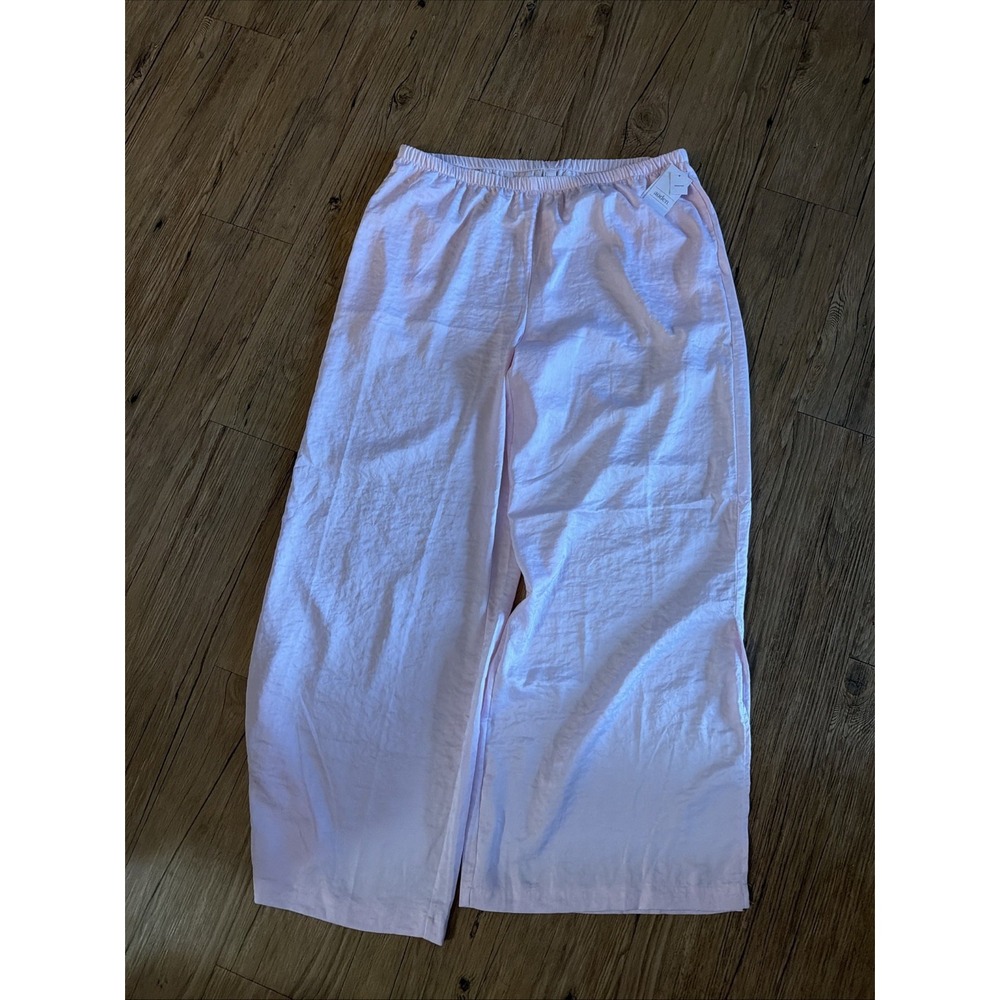 Auden Sleepwear Wide Leg Satin Pants Size Large Baby Pink Lightweight Cozy NWT